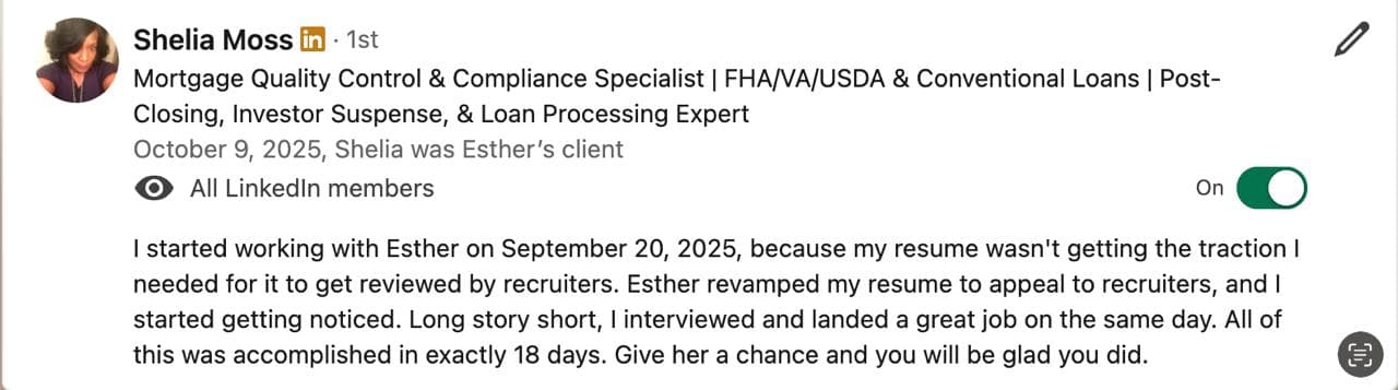 Sheila - Career Success Story